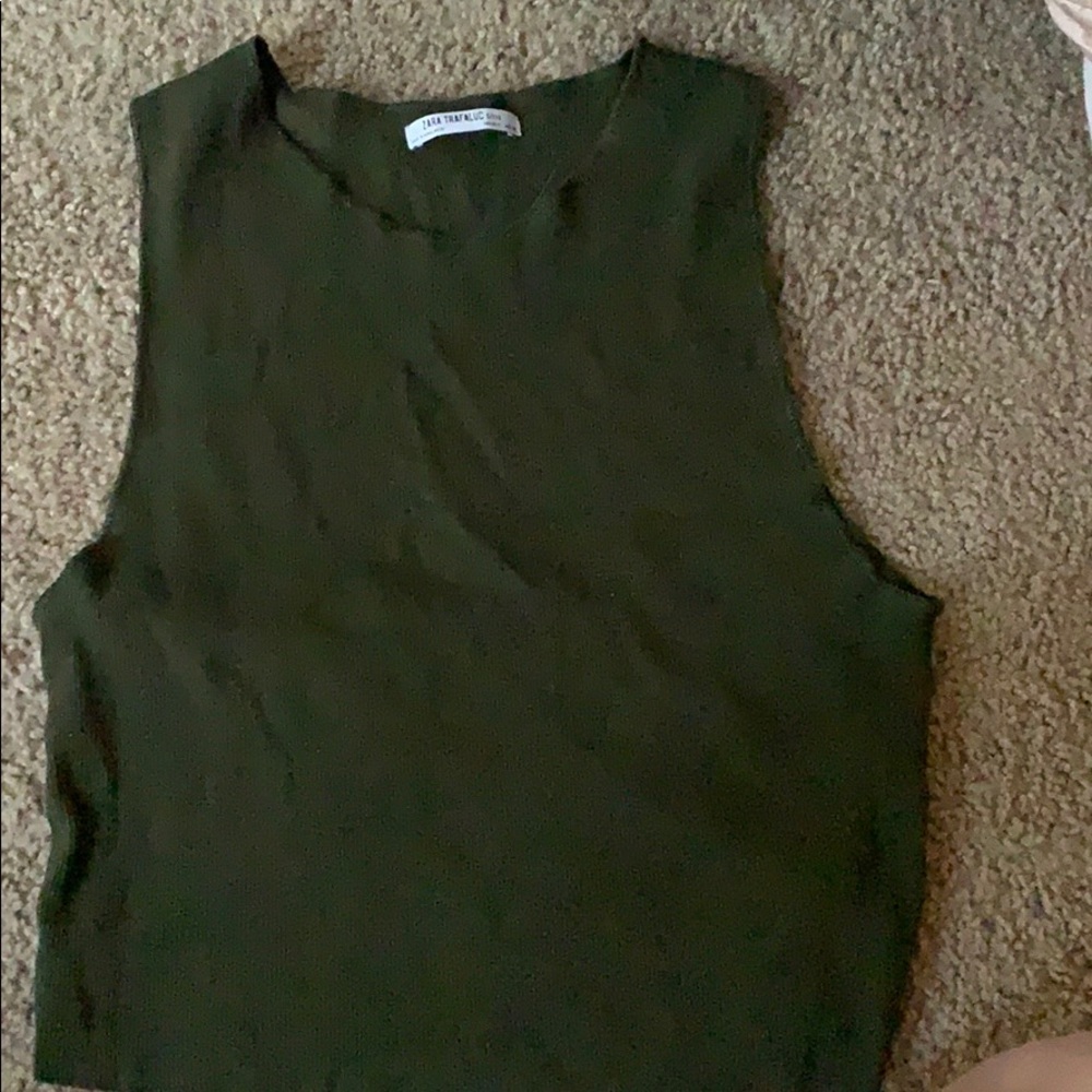 Green Ribbed Tank Top